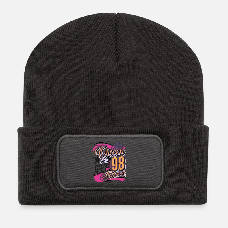 98. Geburtstag Queen - Recycelte Patch Beanie - Dunkelgrau