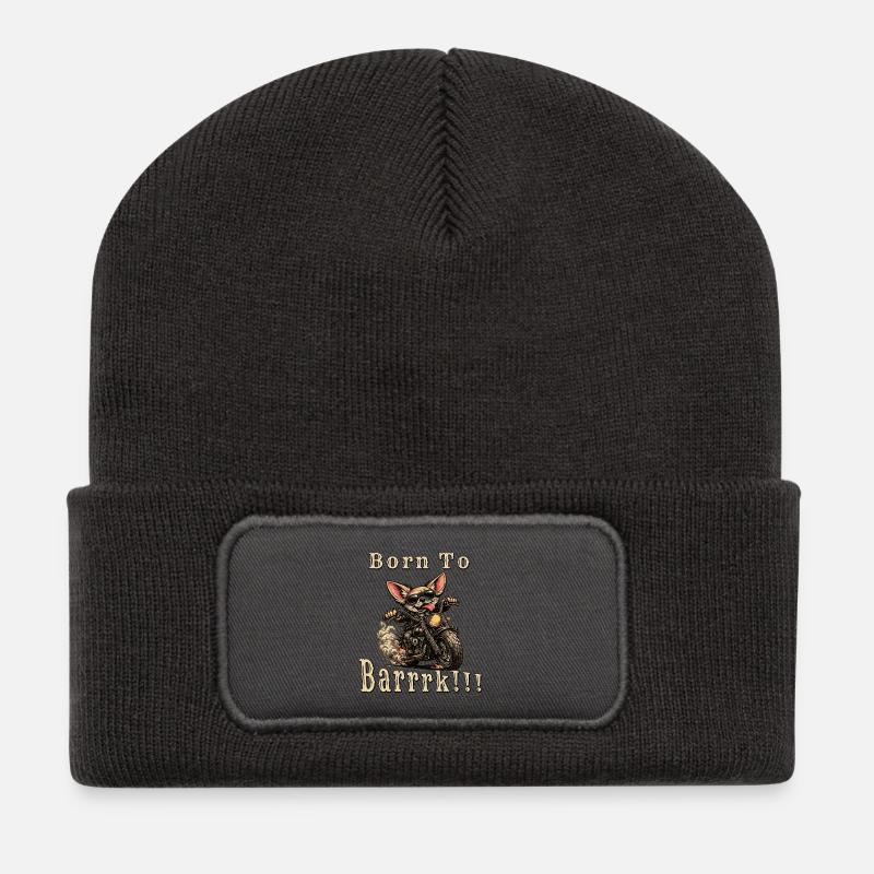 Biker Chihuahua – Cooler Hund mit Lederjacke - Recycelte Patch Beanie - Dunkelgrau