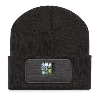 New Zealand Holiday Travel – Mountains & Nature Motif - Recycled Patch Beanie - dark grey - Front