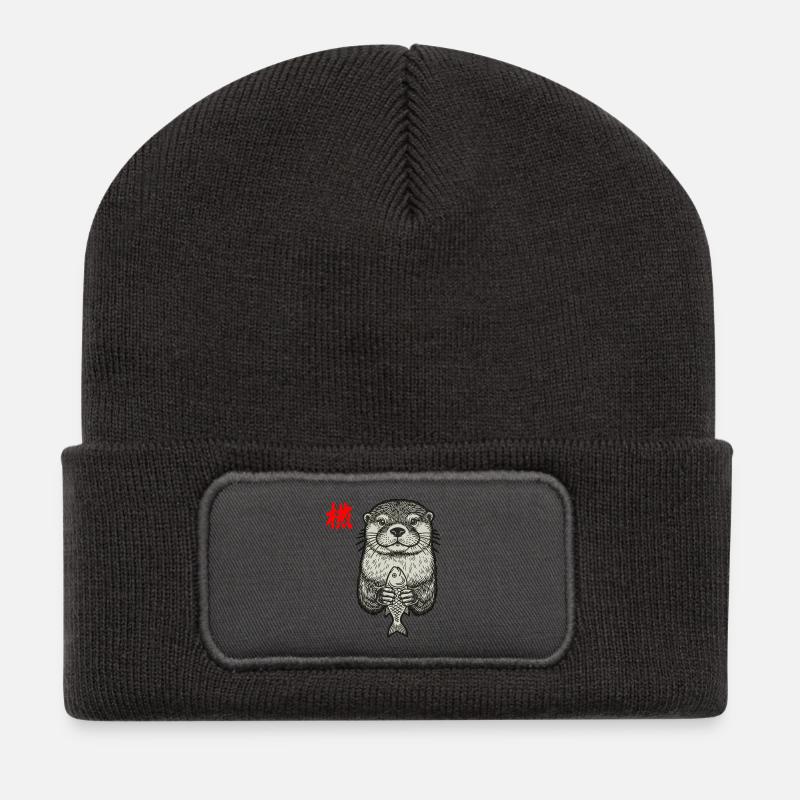 Otter Asiatisch - Recycelte Patch Beanie - Dunkelgrau