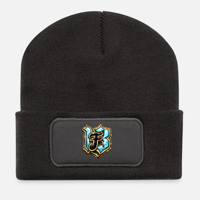 Edelstein-H Monogramm mit Glanzeffekt - Recycelte Patch Beanie - Dunkelgrau