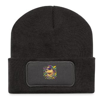Beaver in party style blaze of color - Recycled Patch Beanie - dark grey - Front