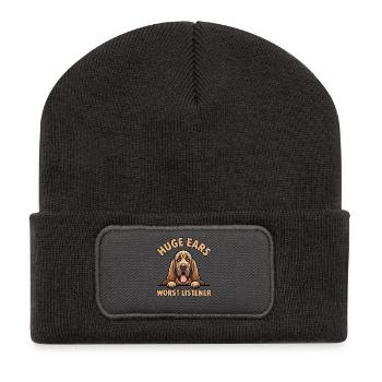 Bloodhound, Grandes Oreilles Pire Auditeur - Beanie recyclé à patch - charbon - Devant