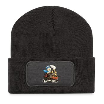 Lokvogel Vogel auf Lokomotive Geschenk Shirt Witz - Recycelte Patch Beanie - Dunkelgrau - Vorne