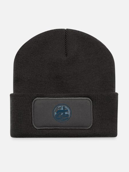 Spiekeroog | Die Insel ruft - Wellen Nordsee - Recycelte Patch Beanie - Dunkelgrau