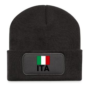 Sportliche Italien Flagge mit ITA Abkürzung - Recycelte Patch Beanie - Dunkelgrau - Vorne
