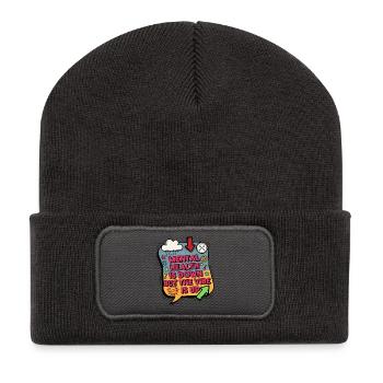 Mental Health Is Down But The Vibe Is Up - Recycled Patch Beanie - dark grey - Front