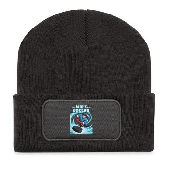 Eishockey Humor, besser als Fußball - Recycelte Patch Beanie - Dunkelgrau - Vorne
