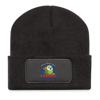 Save The Kakapo Bird New Zealand - Recycled Patch Beanie - dark grey - Front