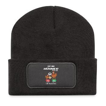 Sorry, meine Hühner rufen an - Recycelte Patch Beanie - Dunkelgrau - Vorne