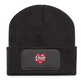 Liebe - Recycelte Patch Beanie - Dunkelgrau - Vorne