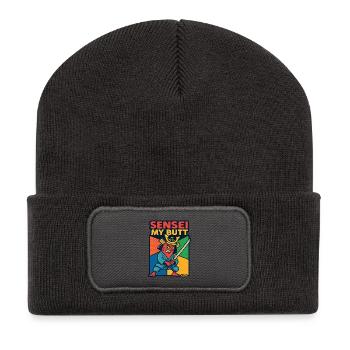 Sensei My Butt Samurai Cartoon - Recycelte Patch Beanie - Dunkelgrau - Vorne
