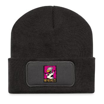 Pas de regrets Cow Pop Art - Beanie recyclé à patch - charbon - Devant