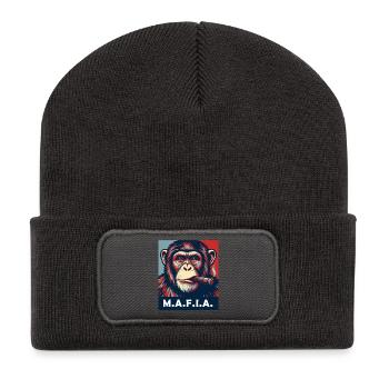Pop Art Chimp with Cigar - Recycled Patch Beanie - dark grey - Front