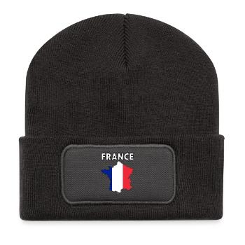 France Tricolor Silhouette Card - Recycled Patch Beanie - dark grey - Front