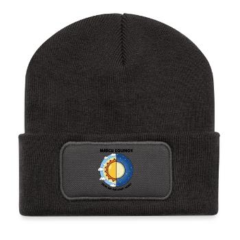 March Equinox Equal Day And Night Spring Equinox - Recycled Patch Beanie - dark grey - Front
