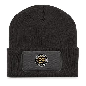 SLP Supports Autistic Voices Motif - Recycled Patch Beanie - dark grey - Front