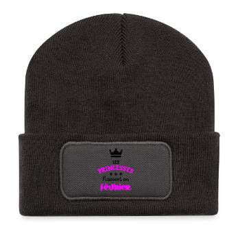Princess born in February Birthday Gift - Recycled Patch Beanie - dark grey - Front