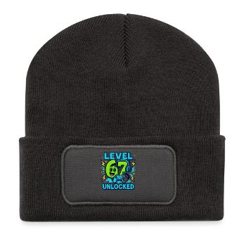 Level 67 Unlocked Six Seven Italian Brainrot Gamer - Recycled Patch Beanie - dark grey - Front