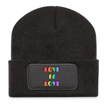 Liebe ist Liebe Regenbogen - Recycelte Patch Beanie - Dunkelgrau - Vorne