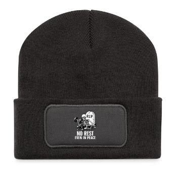 Pas de repos, même en paix, forme squelettique - Beanie recyclé à patch - charbon - Devant