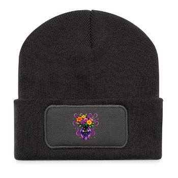 Beltane-Segnungen Mai-Day-Mystische Blume - Recycelte Patch Beanie - Dunkelgrau - Vorne