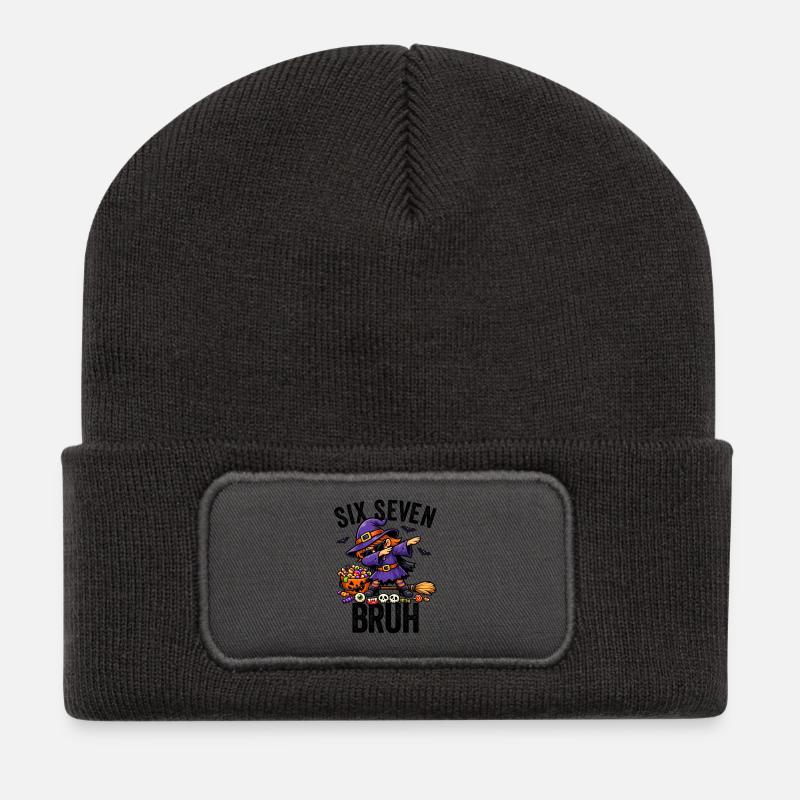 Dabbing Witch Six Seven Bruh 6 7 Halloween 67 Bruh - Recycelte Patch Beanie - Dunkelgrau