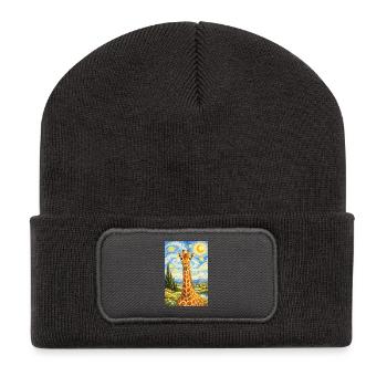 Girafe de style Nuit étoilée - Beanie recyclé à patch - charbon - Devant