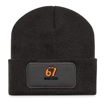 Six Seven : Whatever Italian Brainrot Humour Meme - Beanie recyclé à patch - charbon - Devant