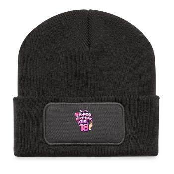 I'm The K Pop Birthday Girl 18 - Recycelte Patch Beanie - Dunkelgrau - Vorne
