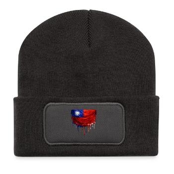 TaiwanFlagge Tropfenkunst - Recycelte Patch Beanie - Dunkelgrau - Vorne