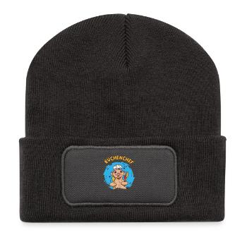 Küchenchef Koch Köchin Kochkleidung Lustig - Recycelte Patch Beanie - Dunkelgrau - Vorne