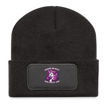 Verdirb mir nicht meine schlechte Laune Einhorn - Recycelte Patch Beanie - Dunkelgrau - Vorne