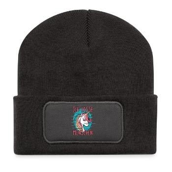 Ich Hasse Menschen Einhorn Sarkasmus - Recycelte Patch Beanie - Dunkelgrau - Vorne