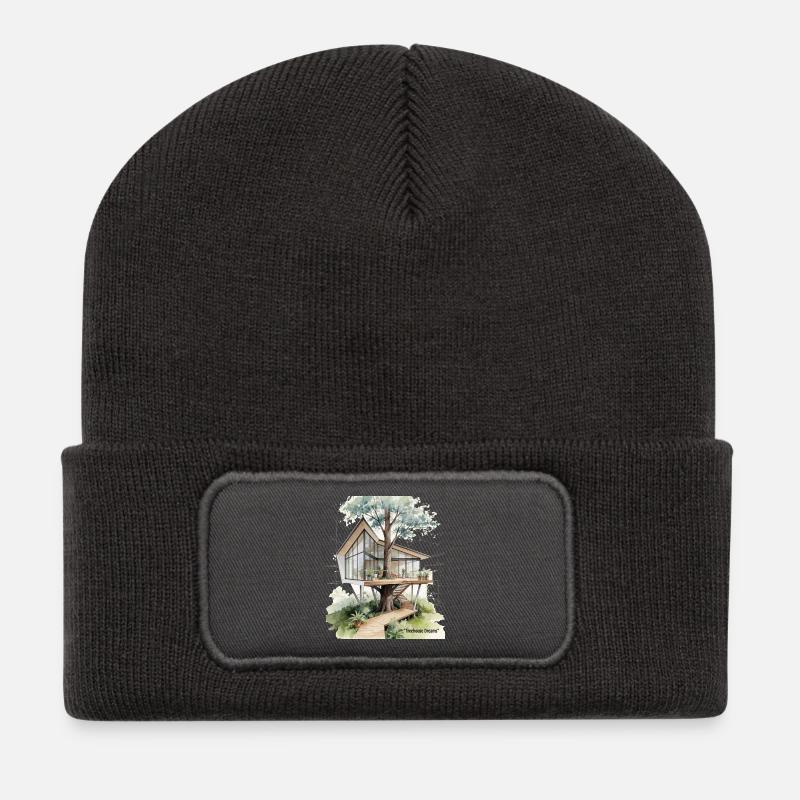 Baumhaus-Träume Glasparadies - Recycelte Patch Beanie - Dunkelgrau