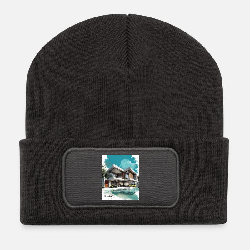 La villa moderne de mon ex au bord de la piscine - Beanie recyclé à patch - charbon