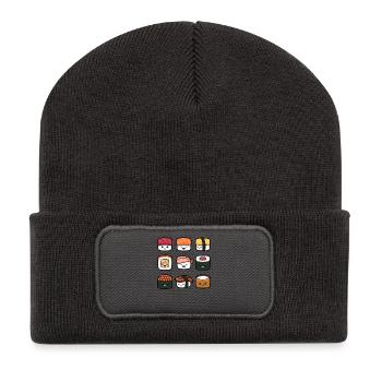 Sushi Lustiges japanisches Essen Sashimi Niedlich  - Recycelte Patch Beanie - Dunkelgrau - Vorne