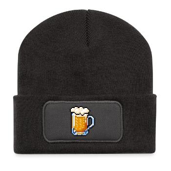 Beer Glass Pixel Art – Retro Beer Design - Recycled Patch Beanie - dark grey - Front