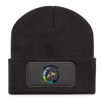 Der Karpfen ruft - Recycelte Patch Beanie - Dunkelgrau - Vorne