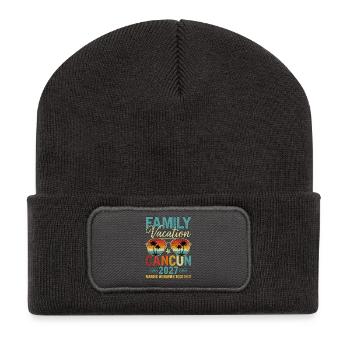 Vacances en famille Cancún 2027 - Beanie recyclé à patch - charbon - Devant