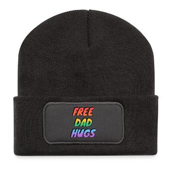 Kostenloser Papa Umarmt Regenbogen - Recycelte Patch Beanie - Dunkelgrau - Vorne