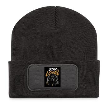 Stay Loyal Dog Shirt Hund Cool Design Streetwear - Recycelte Patch Beanie - Dunkelgrau - Vorne