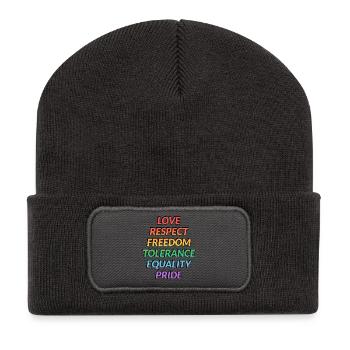 Gay pride values in rainbow colours - Recycled Patch Beanie - dark grey - Front