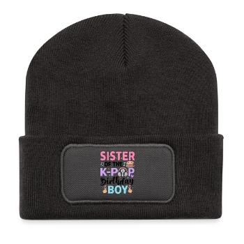 Sister of The K-Pop Birthday Boy - Recycelte Patch Beanie - Dunkelgrau - Vorne