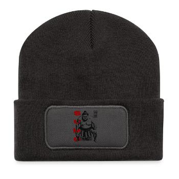 Traditioneller Sumo Ringer - Recycelte Patch Beanie - Dunkelgrau - Vorne