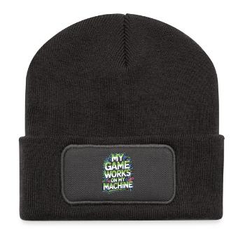 Game Developer My Game Works On Game Programmer - Recycled Patch Beanie - dark grey - Front
