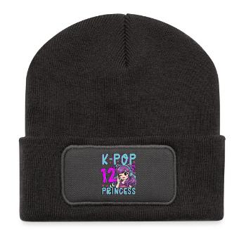 Princesse K-Pop Anniversaire de 12 ans - Beanie recyclé à patch - charbon - Devant