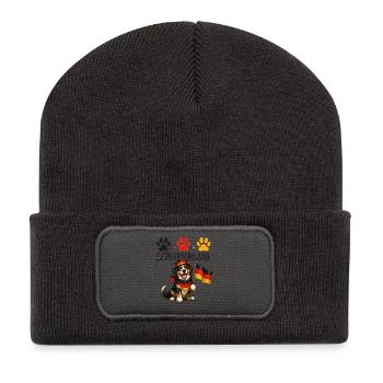 Deutschland Hund mit Flagge Pfoten - Recycelte Patch Beanie - Dunkelgrau - Vorne