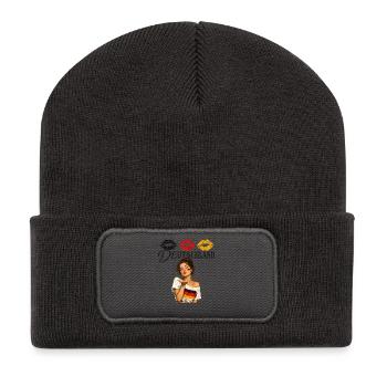 Deutschland Flaggenlippen Kunst - Recycelte Patch Beanie - Dunkelgrau - Vorne