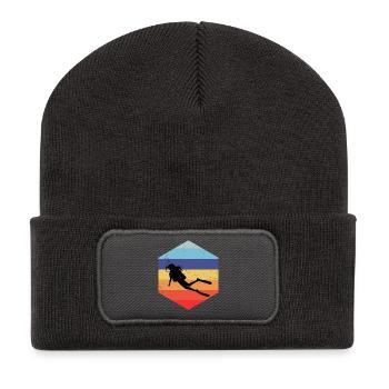 Geschenkidee für eine Freediverin mit Apnoetauchen - Recycelte Patch Beanie - Dunkelgrau - Vorne